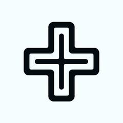 Obraz premium Black medical cross symbol on light background