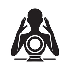 Fortune Teller pose silhouette vector illustration