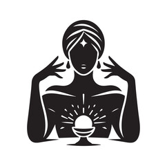 Fortune Teller pose silhouette vector illustration