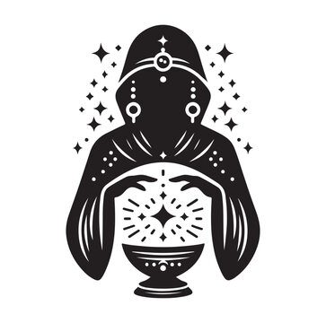 Fortune Teller pose silhouette vector illustration
