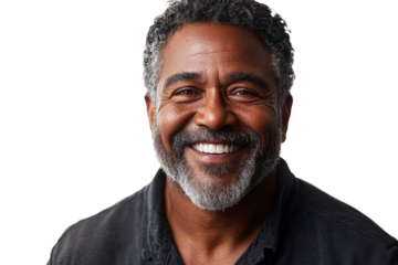 Smiling man with gray hair and beard