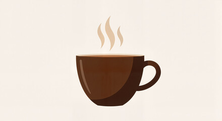 Obraz premium Steaming coffee cup on neutral background