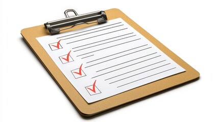 Naklejka premium A clipboard with a checklist featuring checked items, symbolizing task completion and organization.
