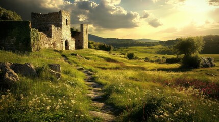 Medieval landscape outdoors nature.