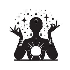 Fortune Teller pose silhouette vector illustration