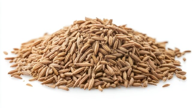 Piled Cumin Dust: Aromatic Spice for Culinary Delights on Pure White Canvas