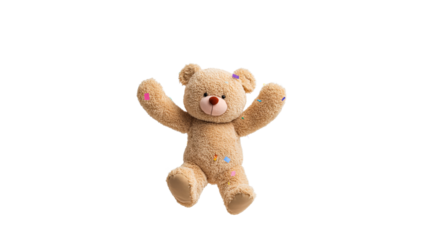Teddy bear with colorful patches Happy and soft