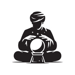 Fortune Teller pose silhouette vector illustration