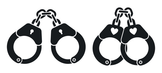 2202025w.Police handcuffs, isolated on white background vector pictogram.eps