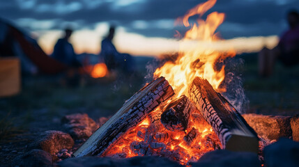 Naklejka premium Enjoying a cozy campfire gathering under a starry night sky with friends