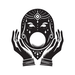 Fortune Teller pose silhouette vector illustration