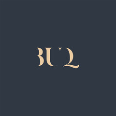 BUQ abstract letter logo design. This logo is designed by three abstract letters.