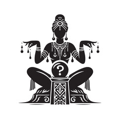 Fortune Teller pose silhouette vector illustration