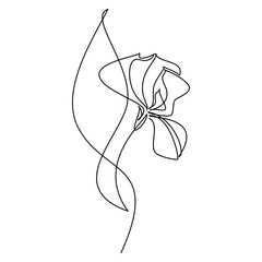 Hand drawn iris flower vector. Linear contour icon. Line continuous drawing. Floral design, botanical print, card, wall art poster, logo, sign, doodle, symbol. Abstract cartoon plant illustration.