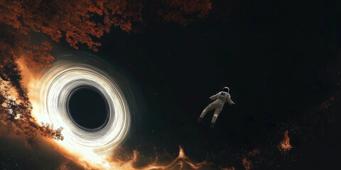 Astronaut Caught in the Gravitational Pull of a Black Hole