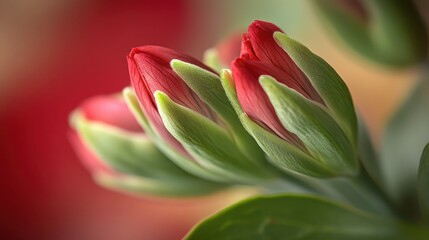 Fototapeta premium Closeup of Vibrant Alstromeria Bouquet - Natural Green Leaves and Buds Creating a Floral Spring Wallpaper