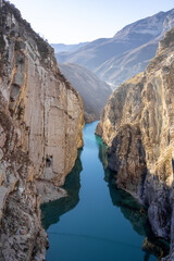 Fototapeta premium Sulak Canyon, Dagestan, Russia – A Stunning Aerial View of One of the Deepest Canyons in the World