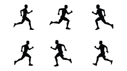 Running men side view vector silhouett illustration