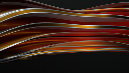 Luxury modern curve abstract background of silver line dark background with gold band