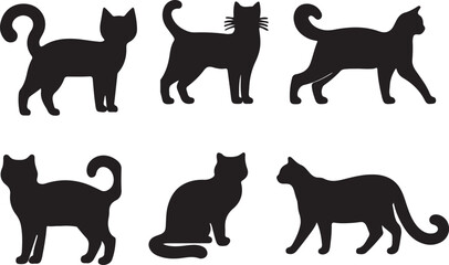 Cat Silhouette Bundle Design On White Background