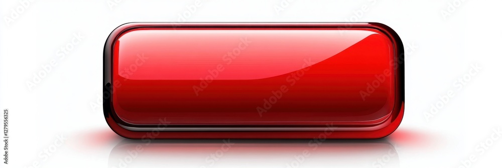 Fototapete interactive red banner button: click here with shiny isolated design for web use