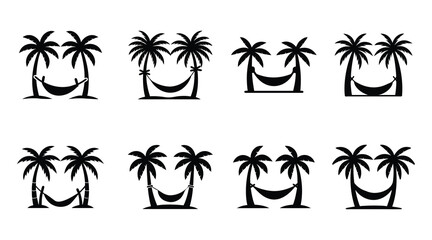 Hammock palm vector silhouette illustration