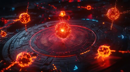 Abstract energy orb on futuristic tech platform