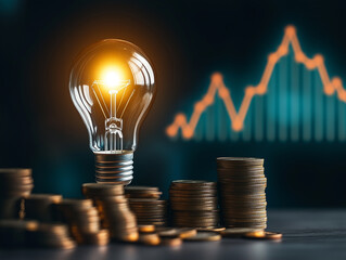 Electricity, light bulb, and money 