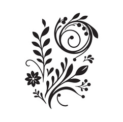 floral scroll design  silhouette vector illustration