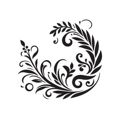floral scroll design  silhouette vector illustration