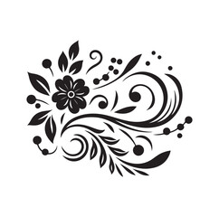 floral scroll design  silhouette vector illustration