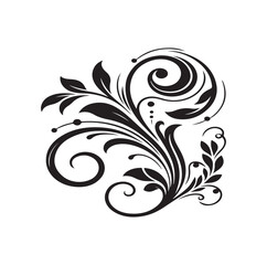 floral scroll design  silhouette vector illustration
