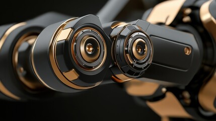 Close-up view of a futuristic robotic arm showcasing intricate mechanical details and design