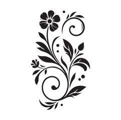 floral scroll design  silhouette vector illustration