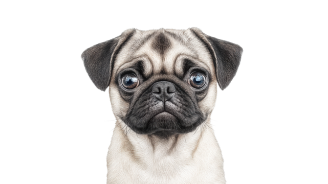 Cute pug with expressive eyes looking at viewer
