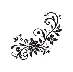 floral scroll design  silhouette vector illustration
