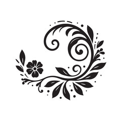 floral scroll design  silhouette vector illustration