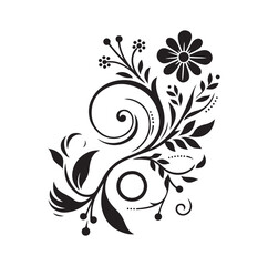 floral scroll design  silhouette vector illustration