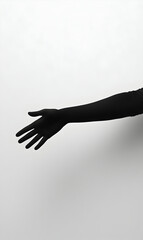 Minimalist Black and White Silhouette of an Outstretched Hand in a Conceptual Art Composition