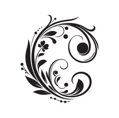 floral scroll design  silhouette vector illustration