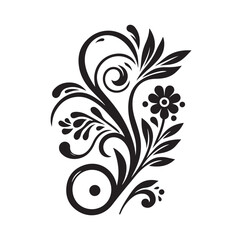 floral scroll design  silhouette vector illustration