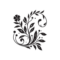 floral scroll design  silhouette vector illustration