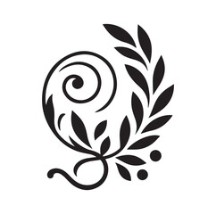 floral scroll design  silhouette vector illustration