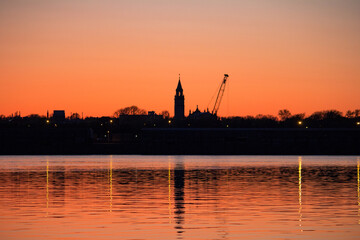 sunset over the river