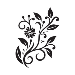 floral scroll design  silhouette vector illustration