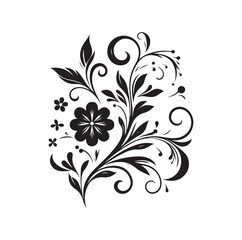 floral scroll design  silhouette vector illustration