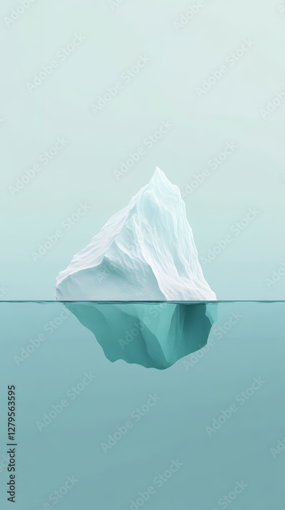 Poster iceberg partially submerged, showing only its tip above the water surface, representing the concept 