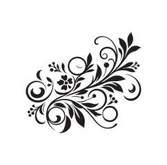 floral scroll design  silhouette vector illustration