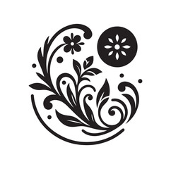 floral scroll design  silhouette vector illustration