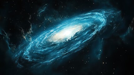 Spiral galaxy in deep space with nebulae